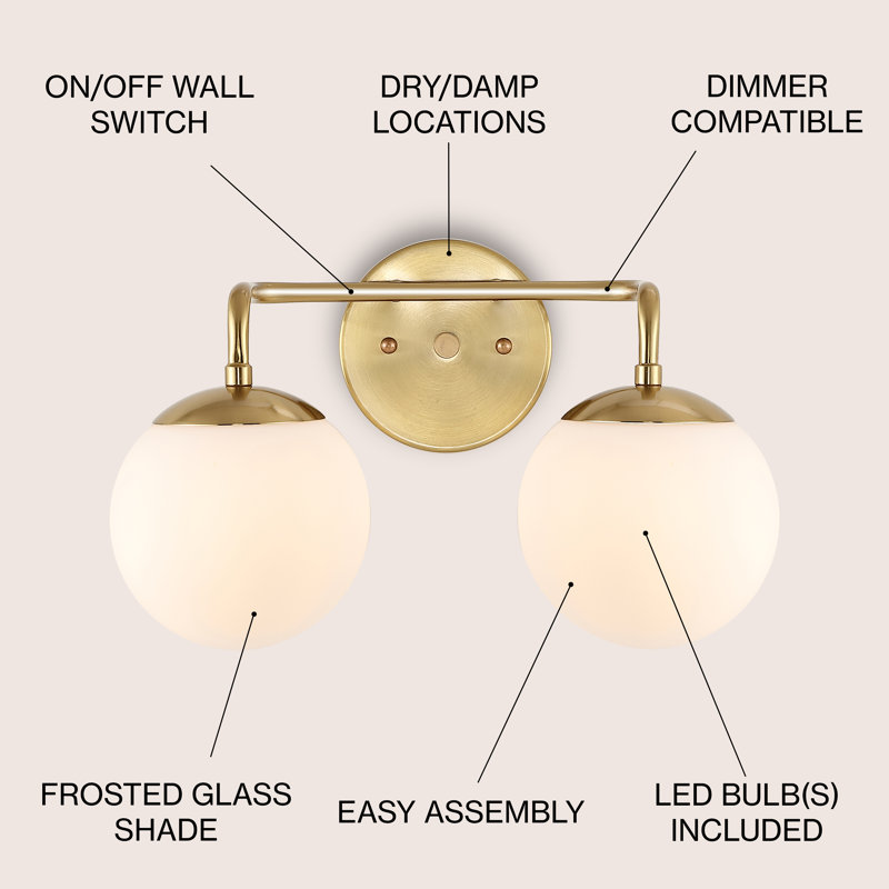 Mercer41 Sommers 2-Light Dimmable Vanity Light & Reviews